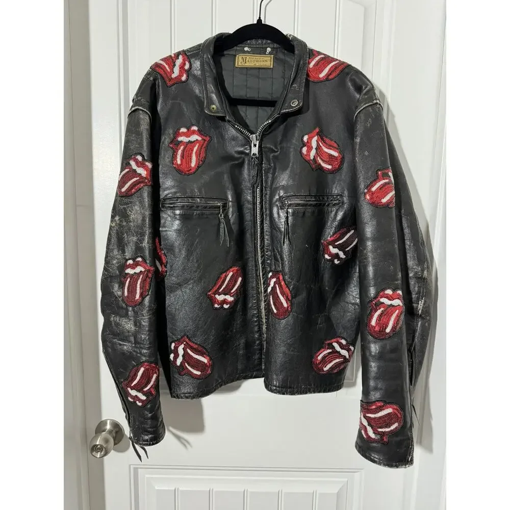 NWT 1 of a Kind MadeWorn Rolling Stones Leather Jacket - Picture 1 of 16
